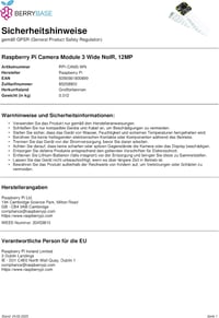 Raspberry Pi Camera Module 3 Wide Noir CMOS színes kameramodul 3