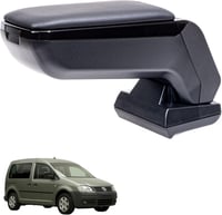 Rati Armster S Kartámasz VW Caddy 2004-2020 Modellekhez - Fekete Vegán Bőr, Utólag Beszerelhető Középkonzol Tárolórekesszel 1