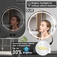 Ratsamee 60 cm okrúhle kúpeľňové nástenné zrkadlo s predným LED osvetlením, funkciou proti zahmlievaniu, stmievaním a 3 nastaviteľnými teplotami farieb svetla 2