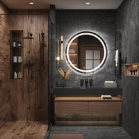 Ratsamee 60 cm okrúhle kúpeľňové nástenné zrkadlo s predným LED osvetlením, funkciou proti zahmlievaniu, stmievaním a 3 nastaviteľnými teplotami farieb svetla 3