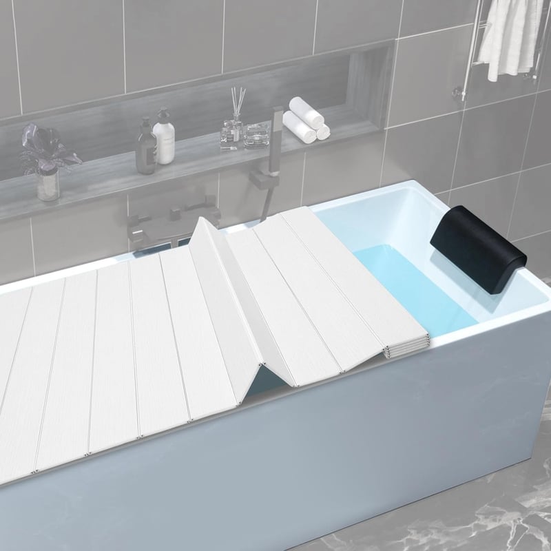 RATSTONE poklopac za kadu 173x70 cm – Sklopivi pokrov za kadu, vodootporna zaštita, izdržljiv — udubljenja (stanje: vidi 2. sliku)