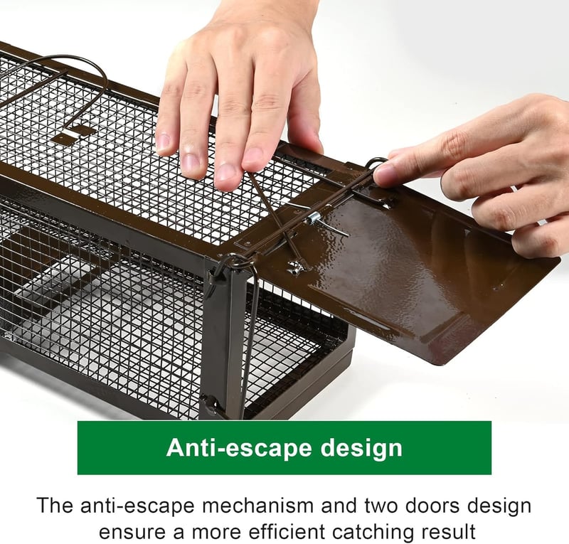RatzFatz Élő Egérfogó Csapda 32cm Kétajtós Fém Egerek Patkányok Fogásához - 1Pcs