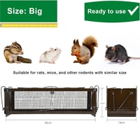 RatzFatz Élő Egérfogó Csapda 32cm Kétajtós Fém Egerek Patkányok Fogásához - 1Pcs 5