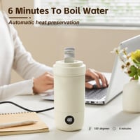 Cestovná rýchlovarná kanvica Rauwseul 400 ml s napeňovačom studeného a teplého mlieka, 3 stupne miešania, 6 teplotných úrovní, dotykové ovládanie, nehrdzavejúca oceľ 304, 350 W, mlieko/káva/proteín 3