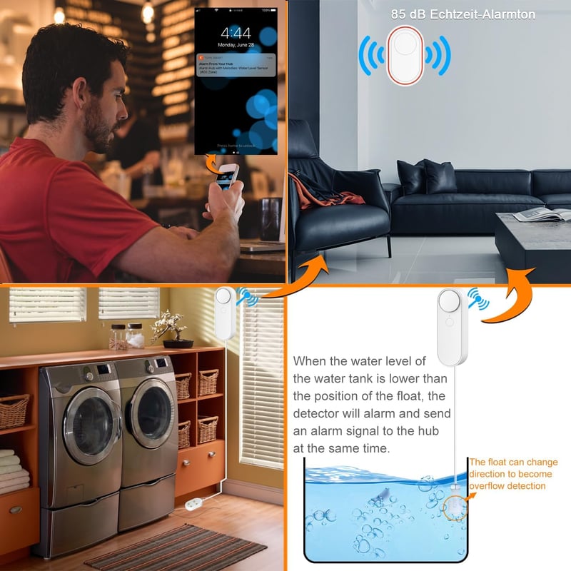 Rauwseul Wi-Fi Vízérzékelő Készlet 3 Szenzorral és Intelligens Hubbal