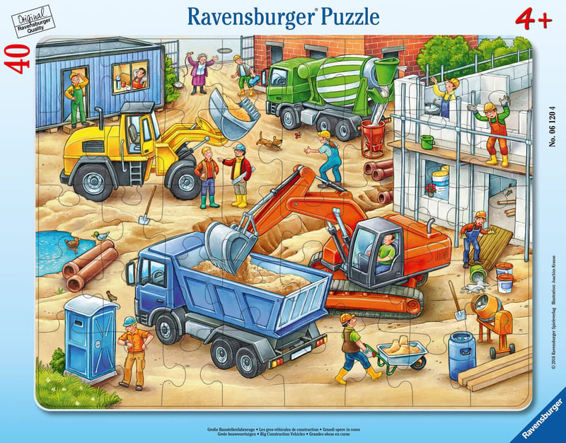 Ravensburger 06120 Veľké stavebné stroje rámikové puzzle 40 dielikov - Detské puzzle od 4 rokov
