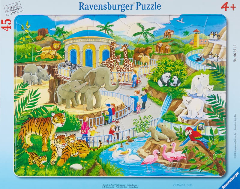 Ravensburger 06661 Návšteva zoo rámikové puzzle pre deti od 4 rokov, 45 dielikov