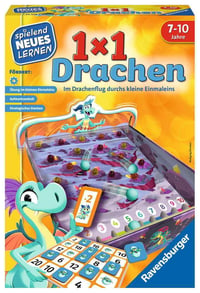 Ravensburger 24976 1x1 Drachen matematická spoločenská hra pre deti od 7 do 10 rokov, 2-4 hráči, náučná hra na precvičovanie násobilky, číselný rozsah 1-100 1