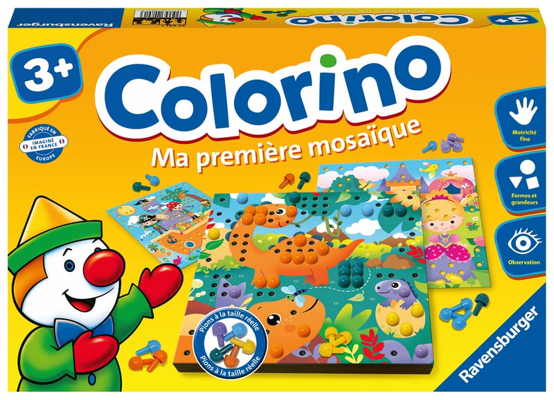 Ravensburger Colorino Prvá mozaika – Vzdelávacia hra na učenie farieb pre deti, jemná motorika a kreativita, od 3 rokov, 20891
