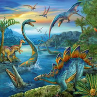 Ravensburger Faszination Dinosaurus 09317 detské puzzle 3x49 dielikov s mini plagátom, od 5 rokov 2