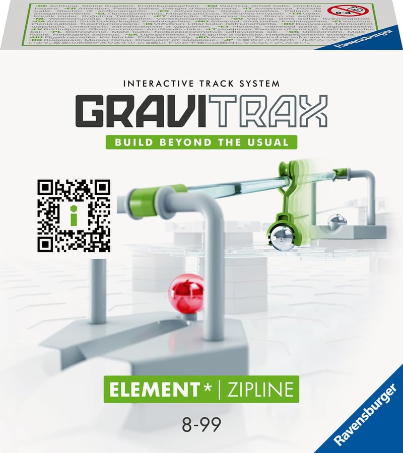 Ravensburger GraviTrax Zipline 27472 kiegészítő elem - golyópálya bővítő szett, 8 éves kortól, összes GraviTrax termékkel kompatibilis