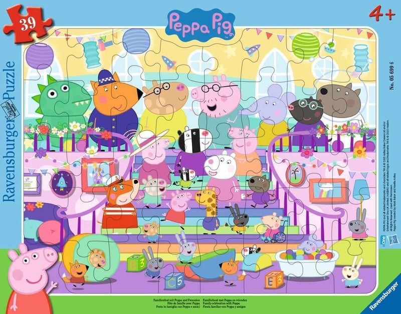 Ravensburger Peppa Pig Rámové puzzle 05699 - Rodinná oslava s Peppou a jej kamarátmi - 39-dielne puzzle pre deti od 4 rokov