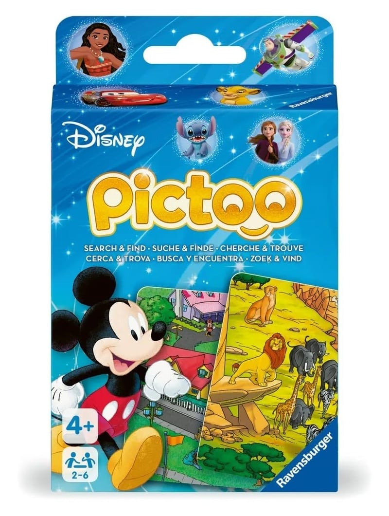 Kartová hra Ravensburger Pictoo Disney – Rýchla postrehová kartová hra pre deti od 4 rokov, pre 2–6 hráčov, rodinná hra