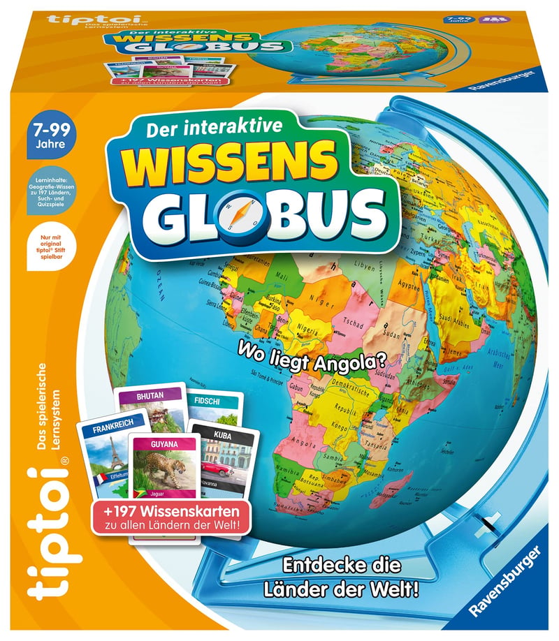 Interaktívny glóbus vedomostí Ravensburger tiptoi 00107 – od 7 rokov, 1 – 4 hráči