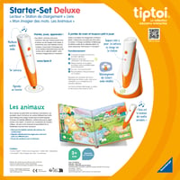 Ravensburger Tiptoi štartovacia súprava Deluxe s elektronickým perom, nabíjacou stanicou a obrázkovou knihou o zvieratkách, francúzska verzia, elektronická vzdelávacia hra od 3 rokov 2