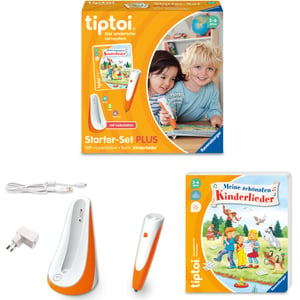 Ravensburger tiptoi Štartovacia sada Plus 00159 Pero a kniha Najkrajšie detské pesničky s nabíjacou stanicou, súprava od 3 rokov