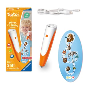 Ravensburger tiptoi interaktivna olovka za učenje sa zvučnom pločom 00233 – Sustav za zabavno učenje za djecu od 2 godine naviše, s USB kabelom