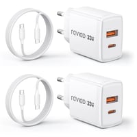 RAVIAD 33W USB-C Gyorstöltő 2 db GaN Technológia 2 Port iPhone 16 Galaxy S25 MacBook 1