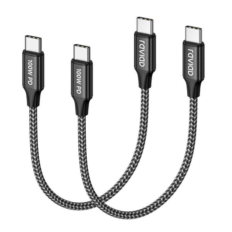 RAVIAD USB-C kábel 2db 15cm 100W gyorstöltés iPhone Samsung MacBook