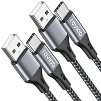 RAVIAD USB-C kábel 2db 1m nylon gyorstöltés iPhone Samsung Huawei szürke 1