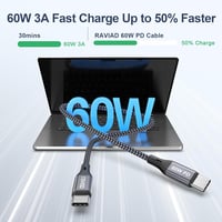 RAVIAD USB-C kábel 2m, 60W gyorstöltés iPhone 15/Pro/Max, MacBook, Samsung 2