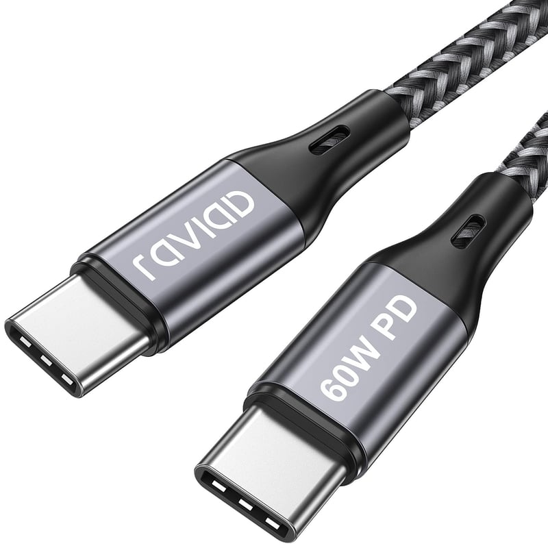 RAVIAD USB-C kábel 2m, 60W gyorstöltés iPhone 15/Pro/Max, MacBook, Samsung