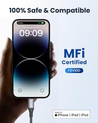 RAVIAD USB-C to Lightning kábel 2m MFi tanúsított gyorstöltéshez iPhone 11/12/13/Pro/Max 3