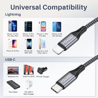 RAVIAD USB-C to Lightning kábel 2m MFi tanúsított gyorstöltéshez iPhone 11/12/13/Pro/Max 7