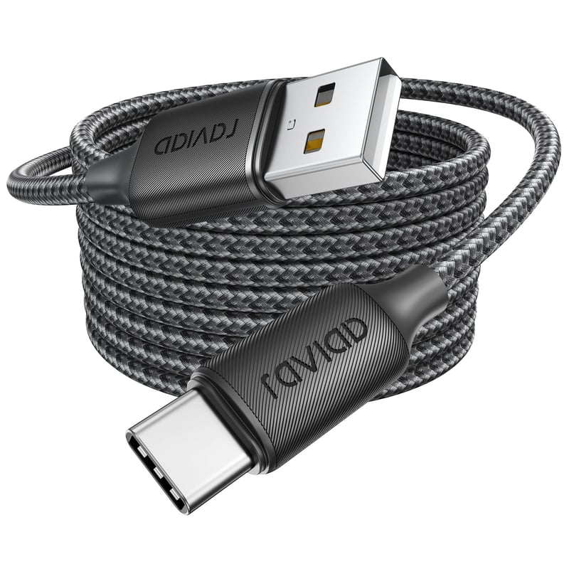 RAVIAD USB-C – USB-A kábel 3 m, 3.1A rýchlonabíjací kábel, kompatibilný s QC3.0, dlhý nabíjací kábel