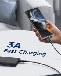 RAVIAD USB-C – USB-A kábel 3 m, 3.1A rýchlonabíjací kábel, kompatibilný s QC3.0, dlhý nabíjací kábel 3