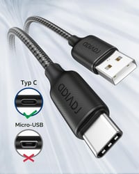 RAVIAD USB-C – USB-A kábel 3 m, 3.1A rýchlonabíjací kábel, kompatibilný s QC3.0, dlhý nabíjací kábel 2