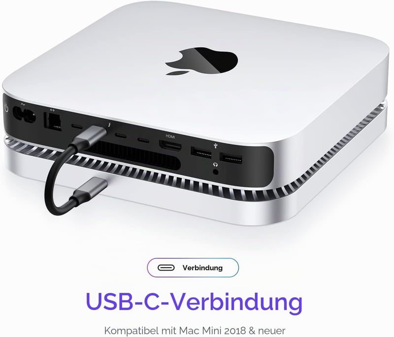 RayCue Mac Mini Hub USB-C állvány SSD tárolóval M1 M2 kompatibilis