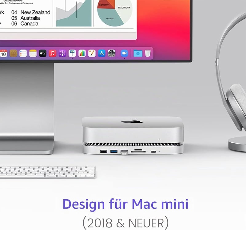 RayCue Mac Mini Hub USB-C állvány SSD tárolóval M1 M2 kompatibilis