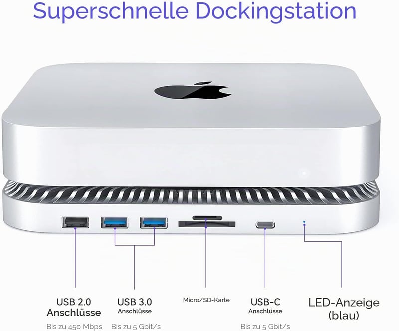 RayCue Mac Mini Hub USB-C állvány SSD tárolóval M1 M2 kompatibilis