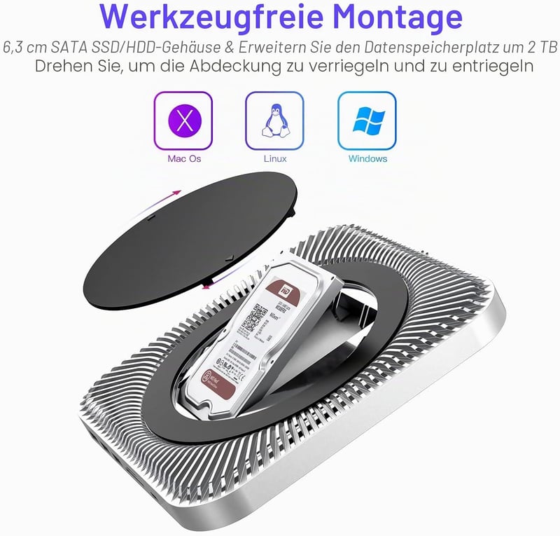 RayCue Mac Mini Hub USB-C állvány SSD tárolóval M1 M2 kompatibilis