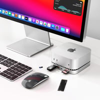 RayCue Mac Mini M4 dokkoló alumínium állvánnyal, HDMI hub, SSD ház és USB-C töltéssel 2