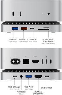 RayCue Mac Mini M4 dokkoló alumínium állvánnyal, HDMI hub, SSD ház és USB-C töltéssel 3