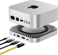RayCue Mac Mini M4/M4 Pro alumínium hub állvánnyal, NVMe SSD tárolóval, USB-A, USB-C és audio jack 1
