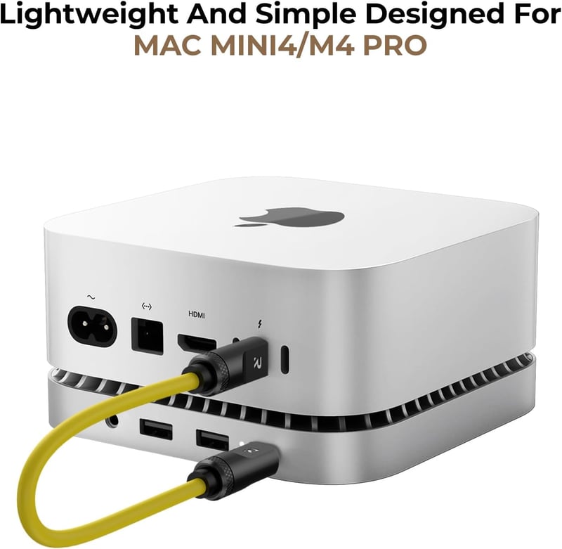 RayCue Mac Mini M4/M4 Pro alumínium hub állvánnyal, NVMe SSD tárolóval, USB-A, USB-C és audio jack