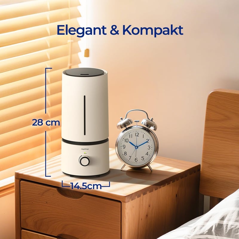 raydrop 1,7L ultrahangos párásító, csendes, kompakt, automatikus leállítás - 1.7 L, White