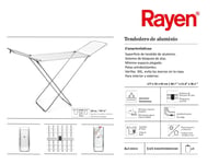 Rayen aluminijski stalak za sušenje rublja s 20 metara površine za sušenje, XXL žicama, sklopiv, 177x55x92 cm, za unutarnju i vanjsku upotrebu 7