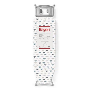 Rayen Basic vasalódeszka fémhálós felülettel, állítható magassággal, vasalótalphellyel, szürke/fehér mintás, 120 x 38 cm