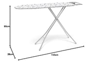 Masă de călcat Rayen Basic cu suprafață din plasă metalică, înălțime reglabilă, suport pentru fierul de călcat, model gri/alb, 120 x 38 cm 5
