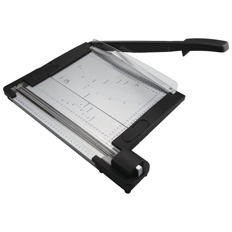 Rayher 69133000 rezačka papiera 2 v 1 s pákovým a kotúčovým rezom, max. dĺžka rezu 320 mm, 54,3x39x7,8 cm, priehľadná/čierna