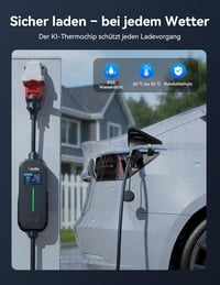 Raylix 11 kW mobil töltődoboz Type 2 kábellel, 7m, 3 fázis, áramszabályozás 7