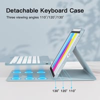RAYMCRAFT iPad 10. generáció billentyűzetes tok egérrel, 7 színű háttérvilágítás, ceruza tartó, világos kék 5