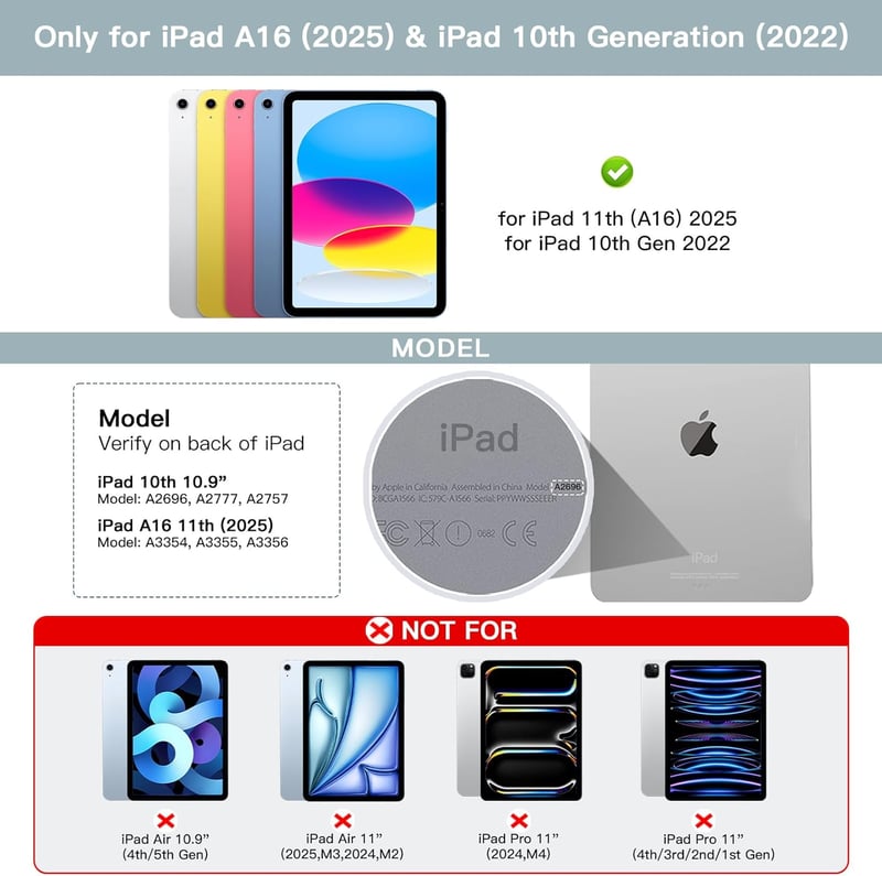 RAYMCRAFT iPad 10. generáció billentyűzetes tok egérrel, 7 színű háttérvilágítás, ceruza tartó, világos kék
