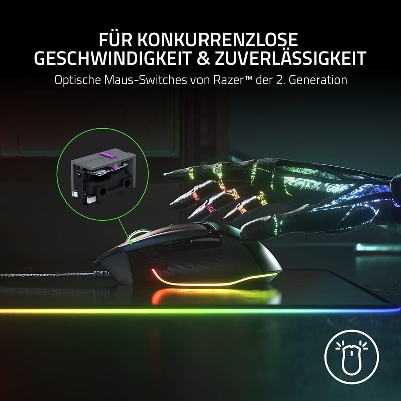 Razer Basilisk V3 Vezetékes Gamer Egér RGB Világítással PC/Mac-hez - black, Basilisk V3