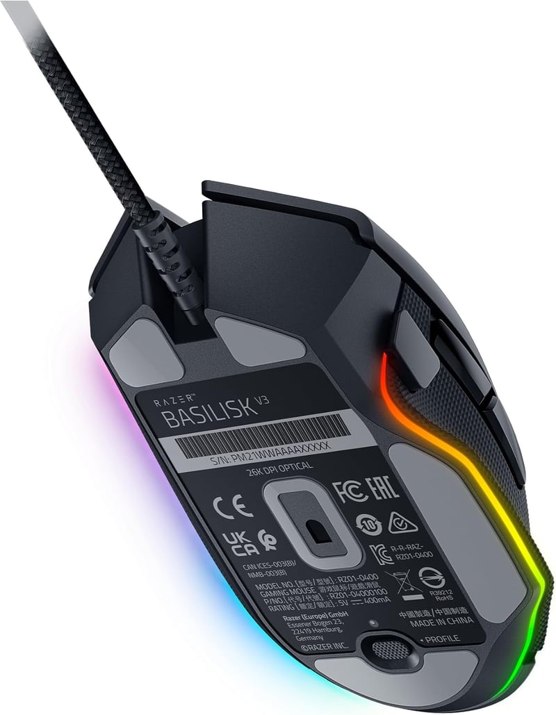 Razer Basilisk V3 Vezetékes Gamer Egér RGB Világítással PC/Mac-hez - black, Basilisk V3
