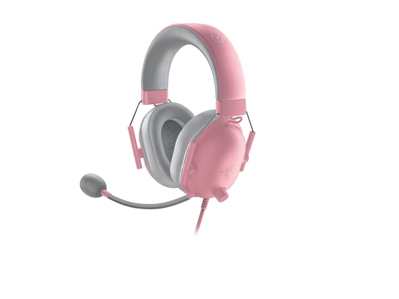 Căști de gaming cu fir Razer BlackShark V2 X - Difuzoare Triforce 50 mm, sunet surround 7.1, microfon cardioid HyperClear, anulare pasivă a zgomotului, Quartz Pink